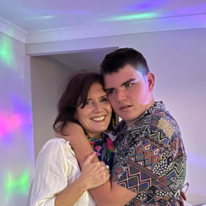 Fiona and Connor in a standing hug