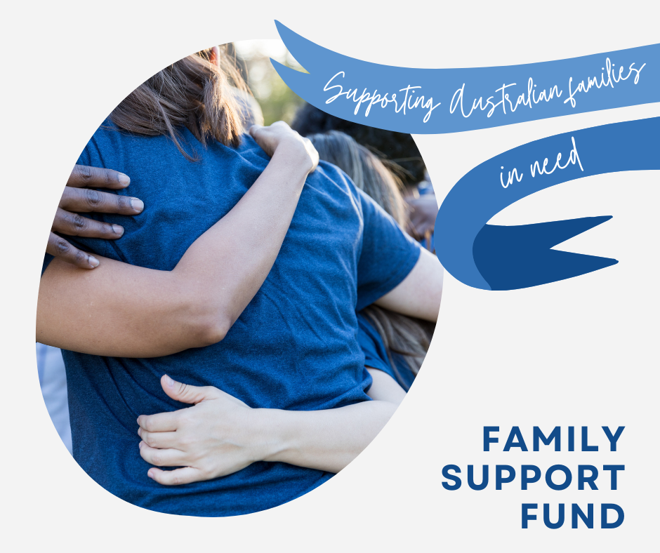 Blue and white image of people hugging